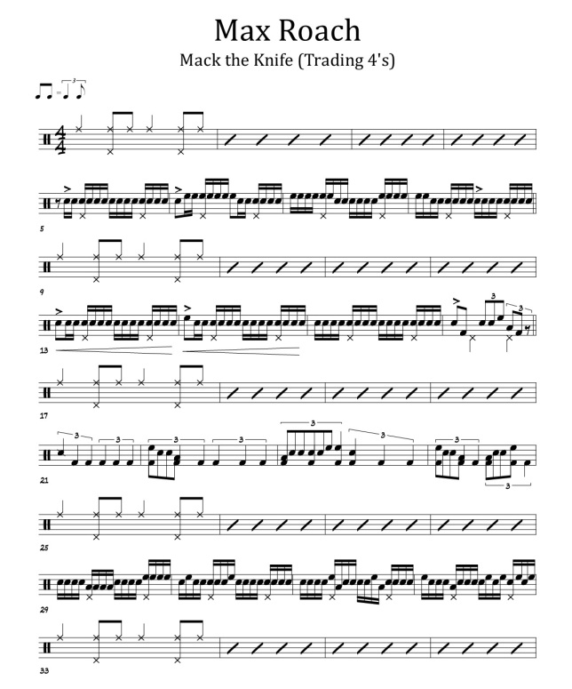 Max Roach Mack the Knife drum transcription