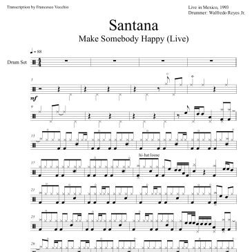 santana make somebody happy drum score