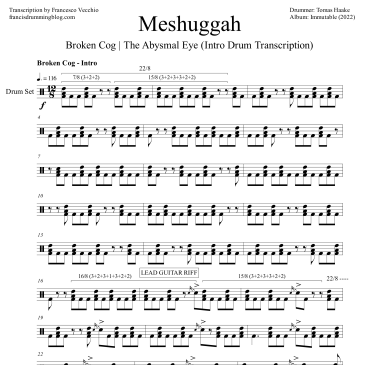 meshuggah broken cog the abysmal eye intro drum transcription