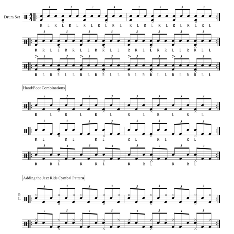 Jazz Comping Ideas – Hand/Foot Combinations: single, double, paradiddle-diddle