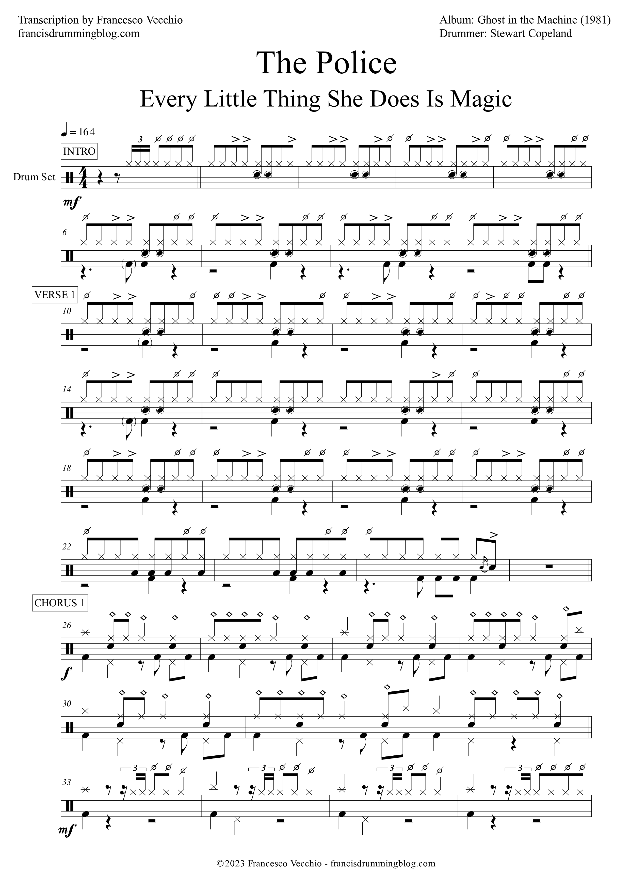 the police every little thing she does is magic drum transcription