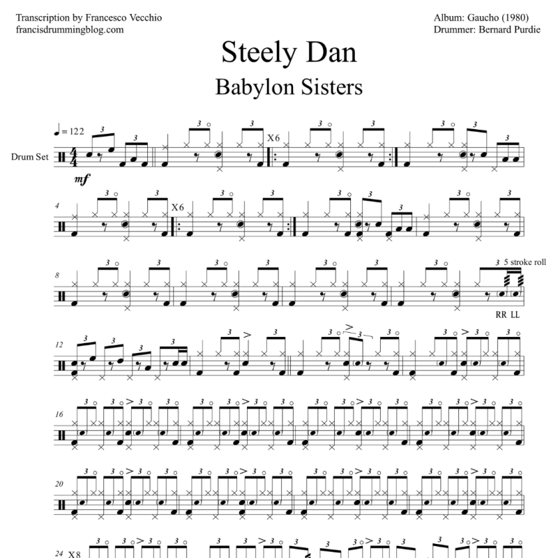 Bernard Purdie: Steely Dan – Babylon Sisters (Full Drum Transcription)