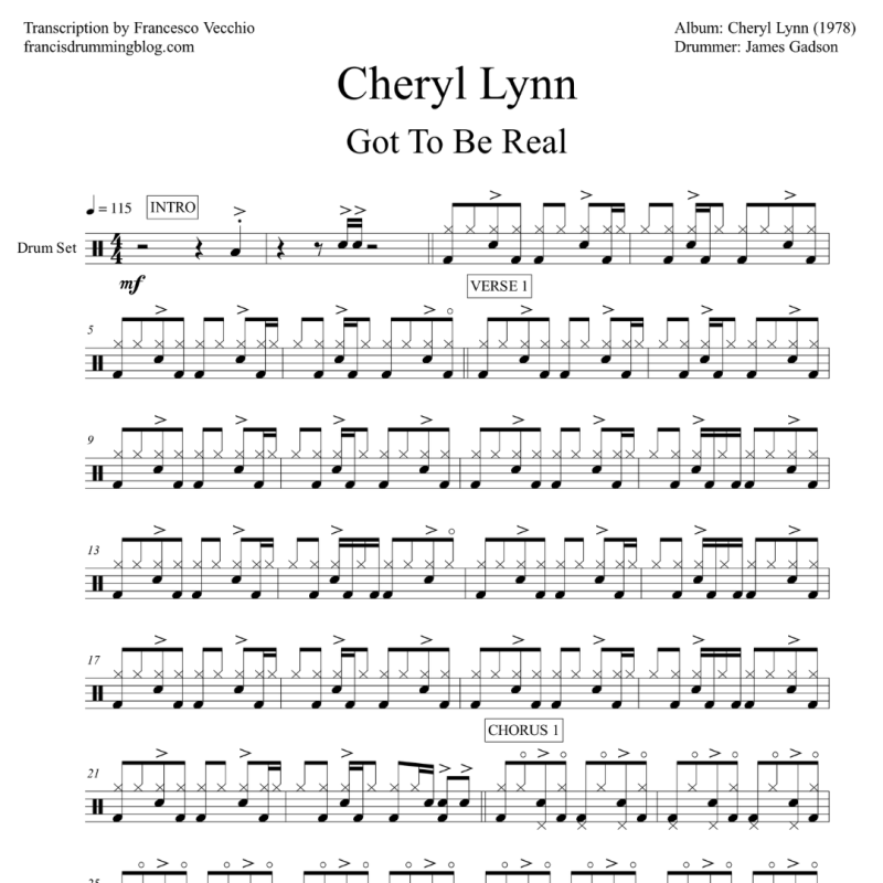 James Gadson: Cheryl Lynn – Got To Be Real (Full Drum Transcription)