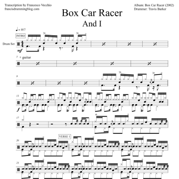 box car racer and i drum sheet music