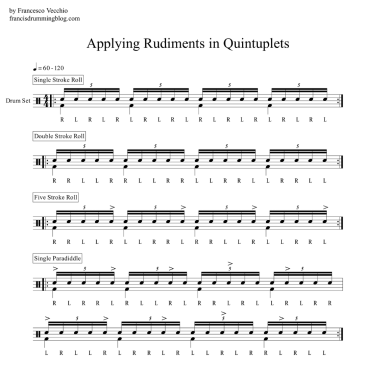applying rudiments in quintuplets on drums