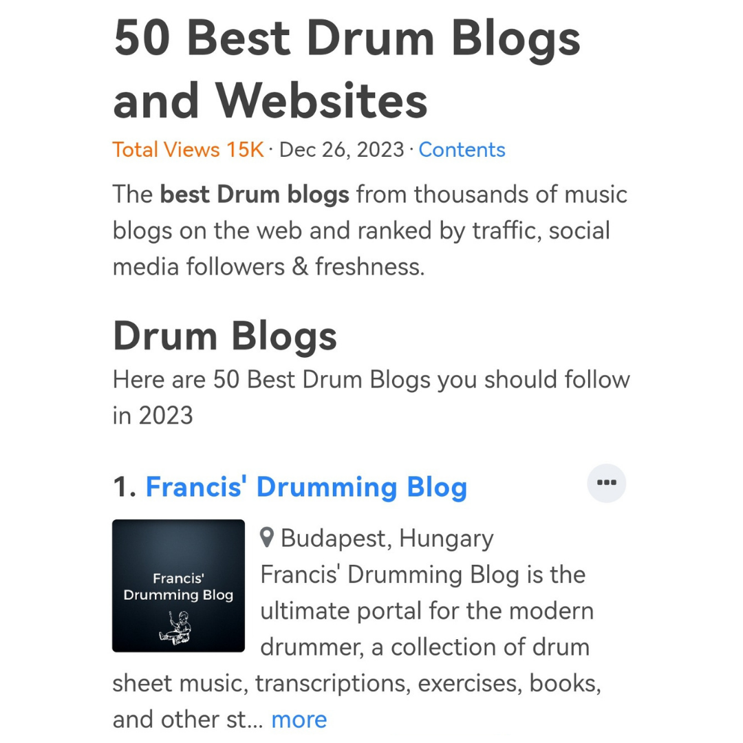 francis' drumming blog 50 best drum blogs 2023