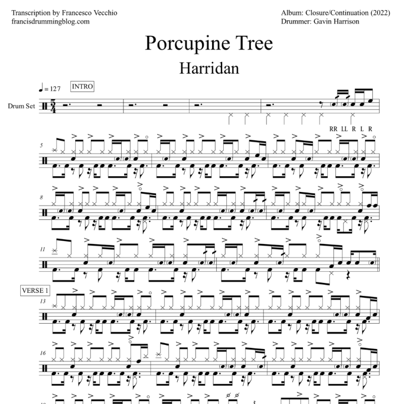 Gavin Harrison: Porcupine Tree – Harridan (Full Drum Transcription)