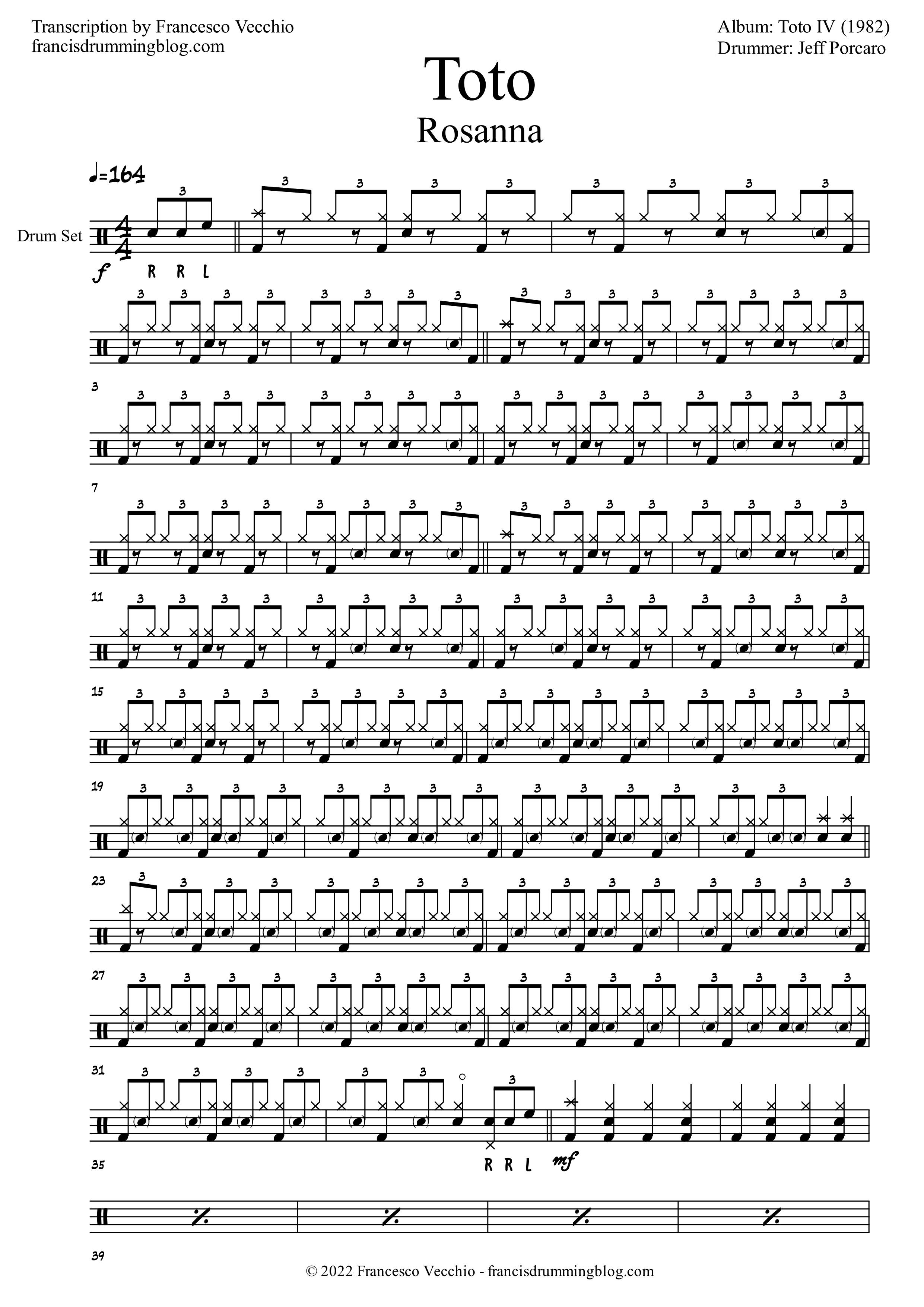 toto rosanna drum transcription