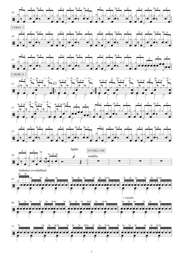 john bonham fool in the rain drum transcription