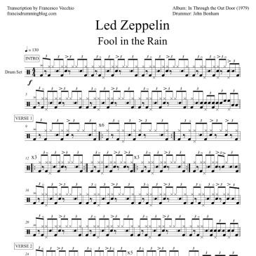 john bonham led zeppelin fool in the rain drum transcription